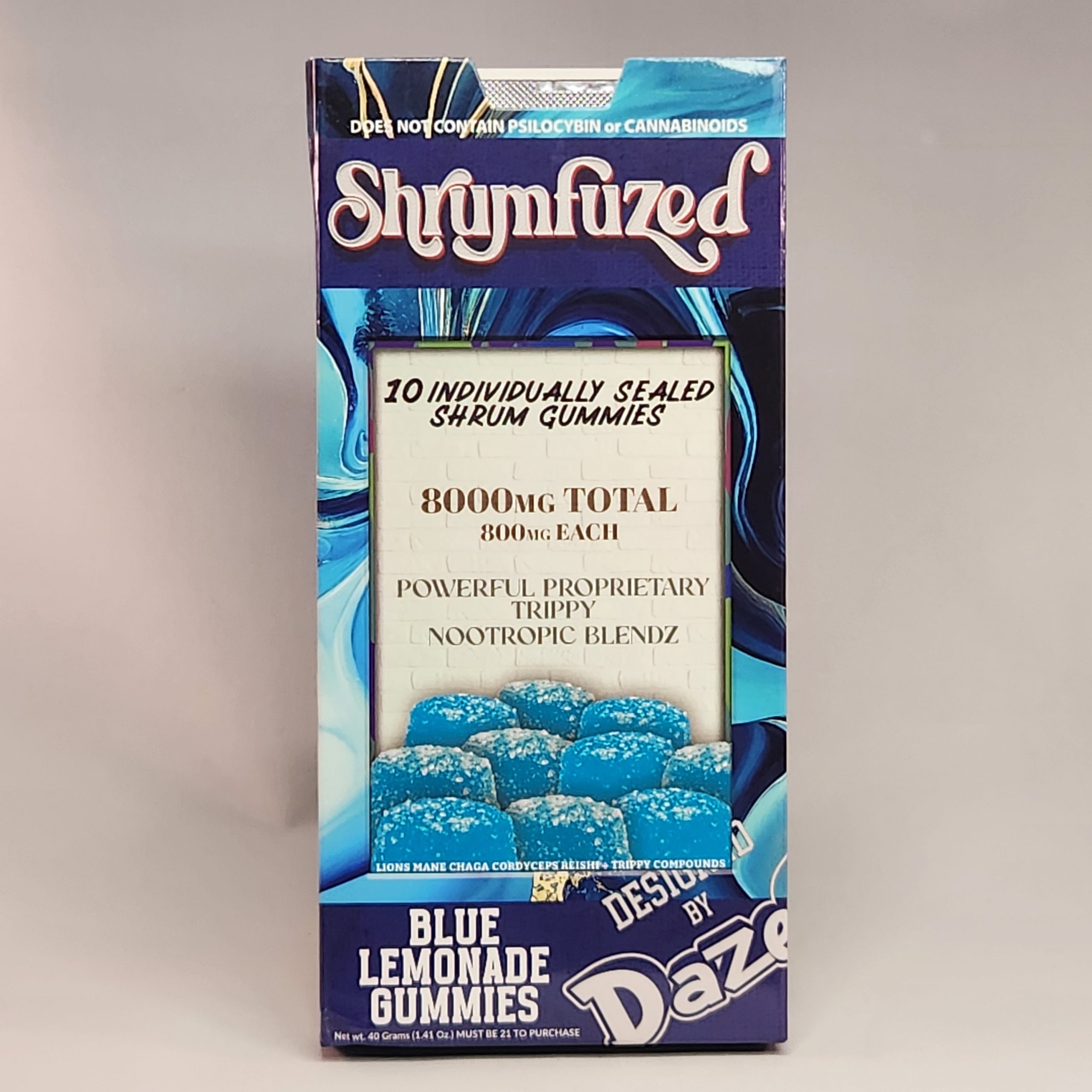 Shrumfuzed 8000mg 10-Pack Gummies Blue Lemonade